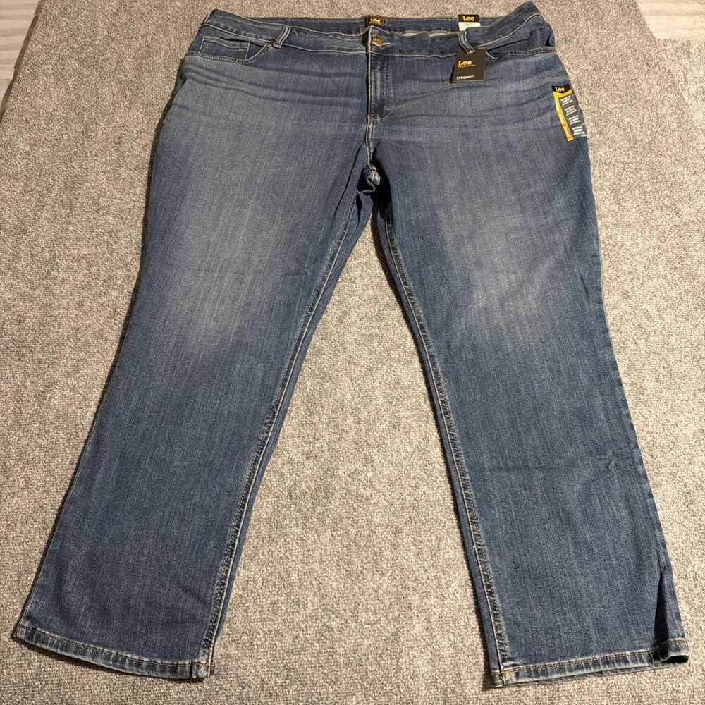 Lee Legendary Plus Denim Jeans Womens 28W Medium Blue Straight Stretchy NEW NWT